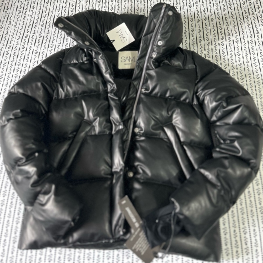 Sam. Vegan Leather Puffer Jacket